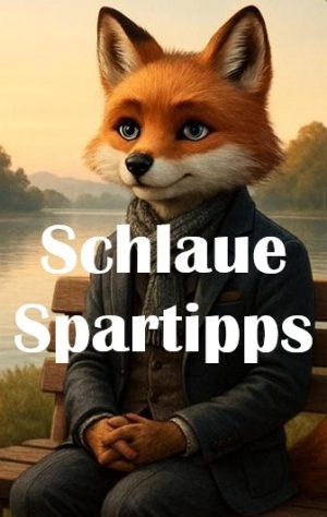 Der Kapitalfuchs gibt Schlaue Spartipps sitzend auf der Bank am See