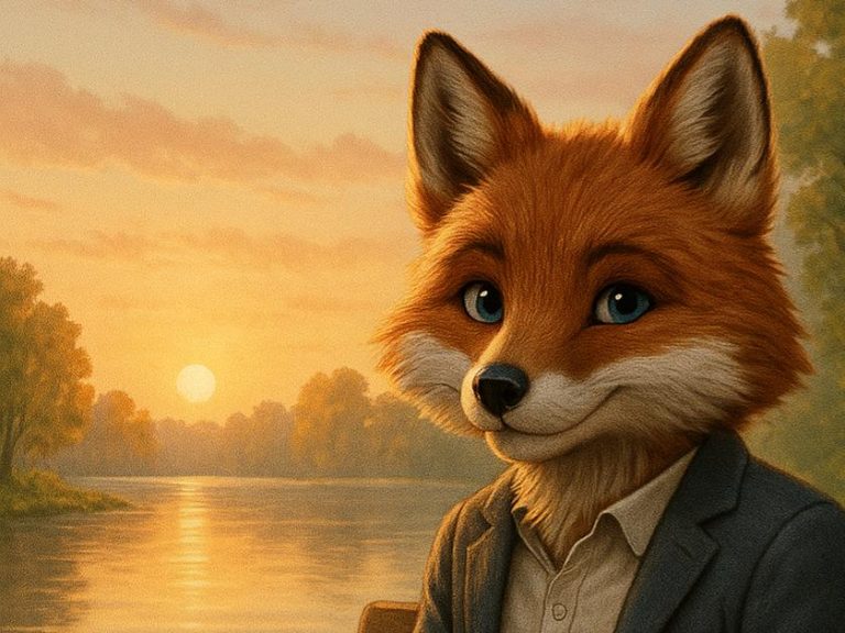 Der Kapitalfuchs erklärt im Sonnenuntergang das Thema Gesellschaftlicher Wandel, Verantwortung